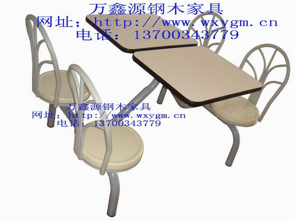 圓管鳳（fèng）尾快餐桌椅-連體